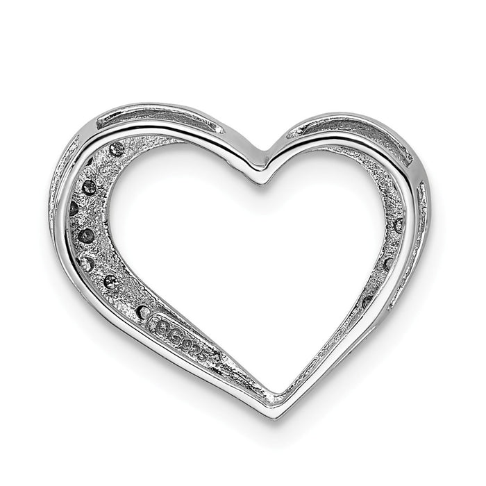 Million Charms 925 Sterling Silver Rhodium-plated Diamond Heart Chain Slide