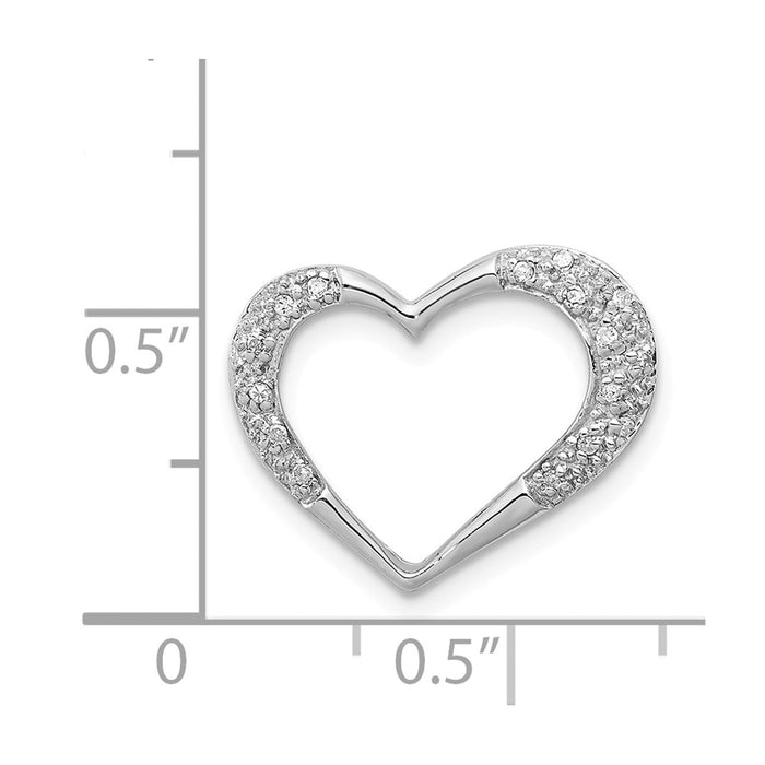 Million Charms 925 Sterling Silver Rhodium-plated Diamond Heart Chain Slide