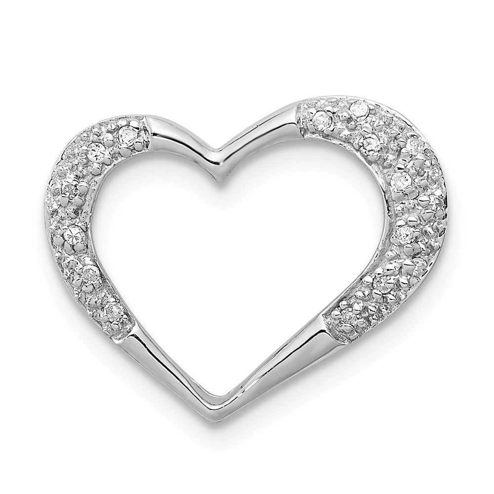 Million Charms 925 Sterling Silver Rhodium-plated Diamond Heart Chain Slide