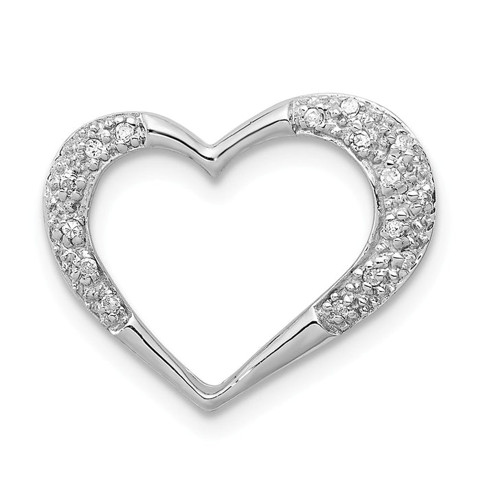 Million Charms 925 Sterling Silver Rhodium-plated Diamond Heart Chain Slide