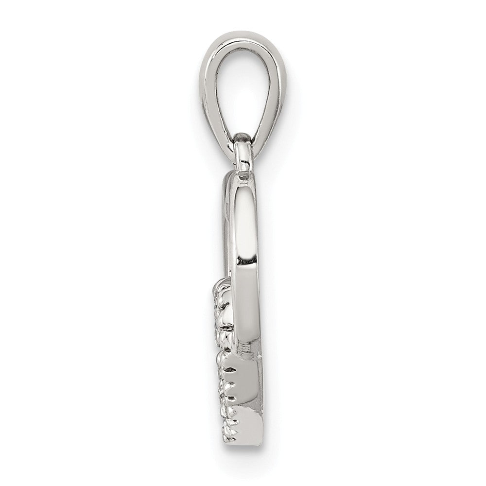 Million Charms 925 Sterling Silver Diamond Rhodium-plated Heart Pendant