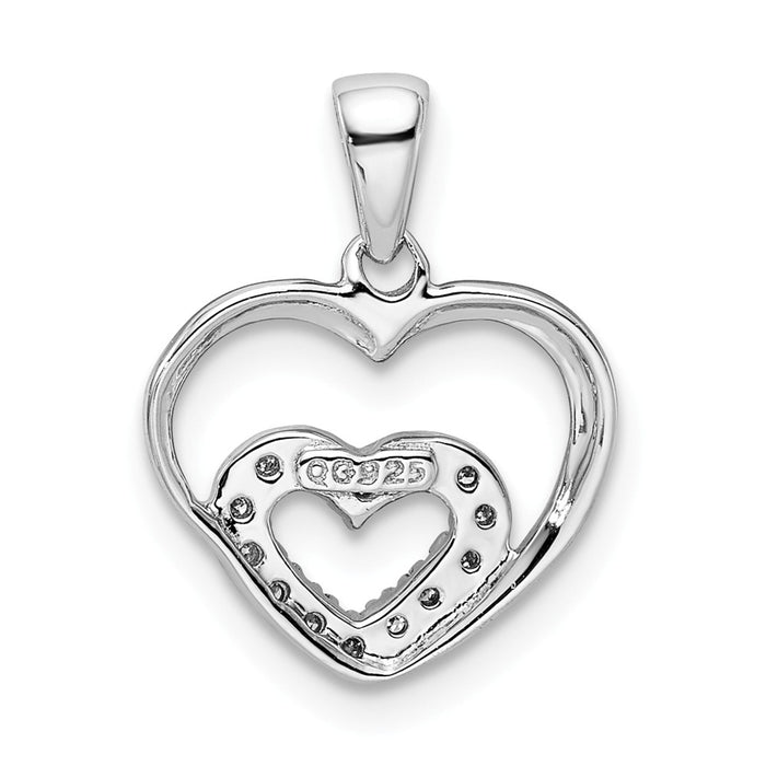 Million Charms 925 Sterling Silver Diamond Rhodium-plated Heart Pendant