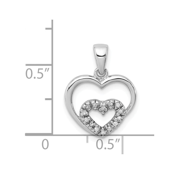 Million Charms 925 Sterling Silver Diamond Rhodium-plated Heart Pendant