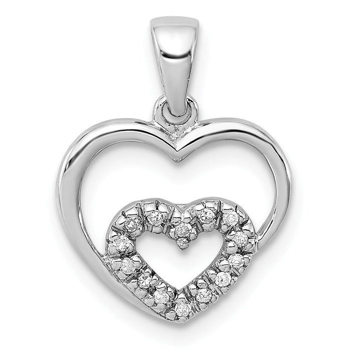 Million Charms 925 Sterling Silver Diamond Rhodium-plated Heart Pendant