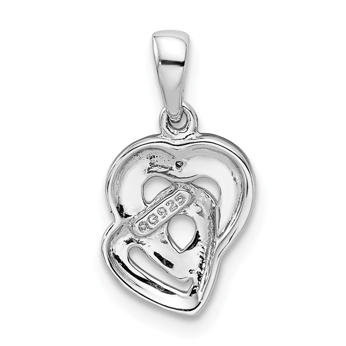 Million Charms 925 Sterling Silver Rhodium-plated Diam. Accent Heart Pendant