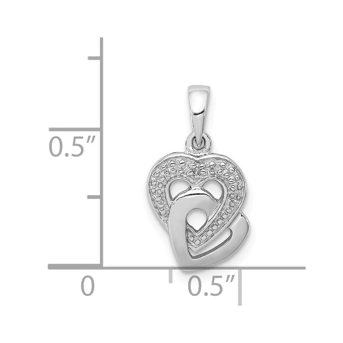 Million Charms 925 Sterling Silver Rhodium-plated Diam. Accent Heart Pendant