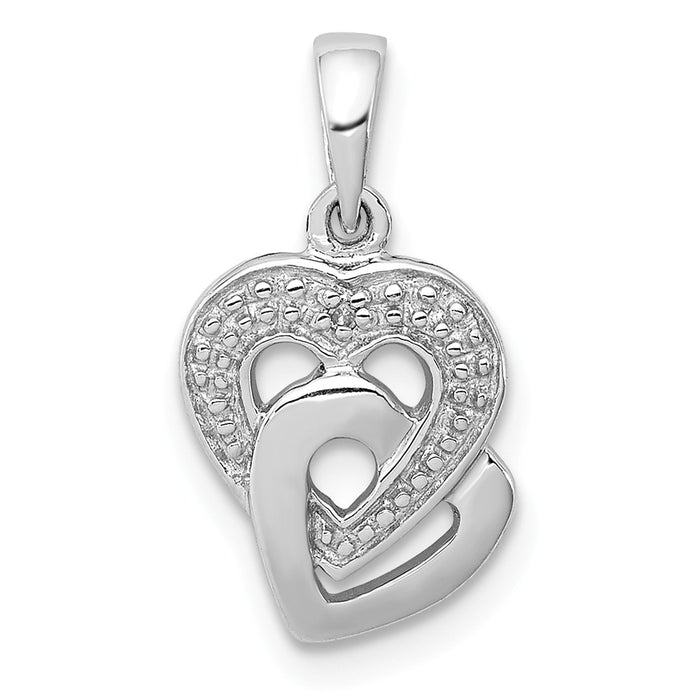 Million Charms 925 Sterling Silver Rhodium-plated Diam. Accent Heart Pendant