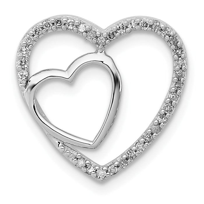 Million Charms 925 Sterling Silver Rhodium-plated Diam. Heart Chain Slide