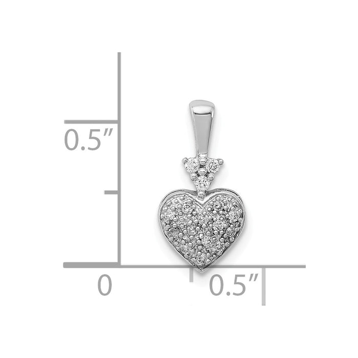 Million Charms 925 Sterling Silver Rhodium-plated Diam. Heart Pendant