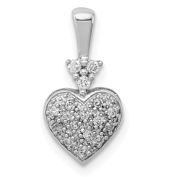 Million Charms 925 Sterling Silver Rhodium-plated Diam. Heart Pendant