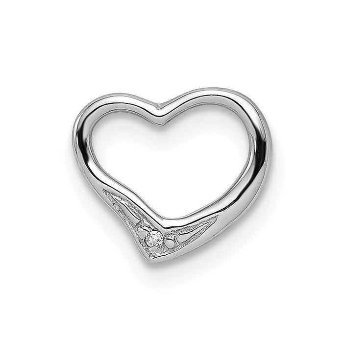 Million Charms 925 Sterling Silver Rhodium-plated Diamond Floating Heart Pendant