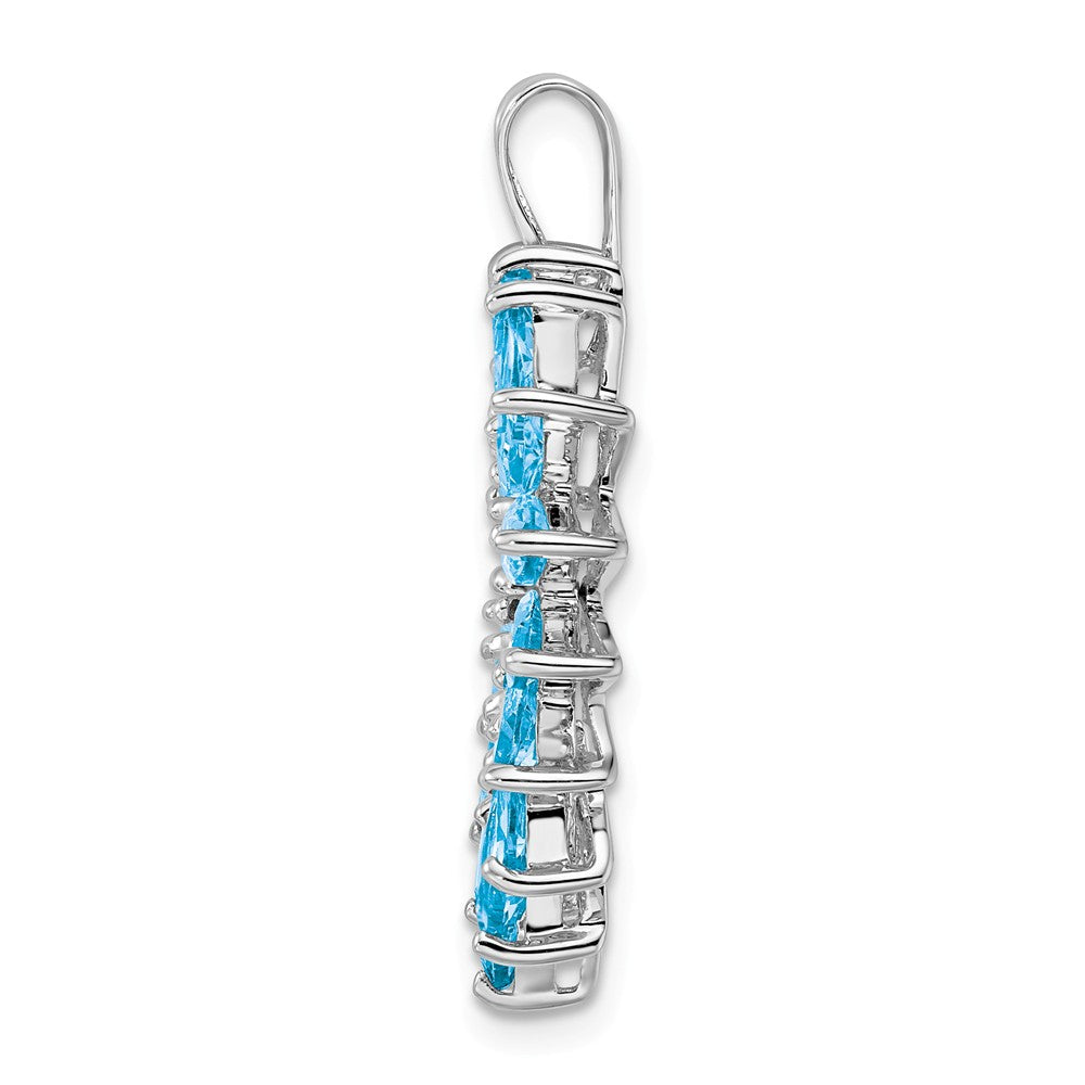 Million Charms 925 Sterling Silver Rhodium-plated Marquise Swiss Blue Topaz Heart Pendant