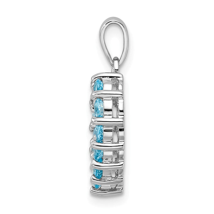 Million Charms 925 Sterling Silver Rhodium-plated Light Swiss Blue Topaz Heart Pendant