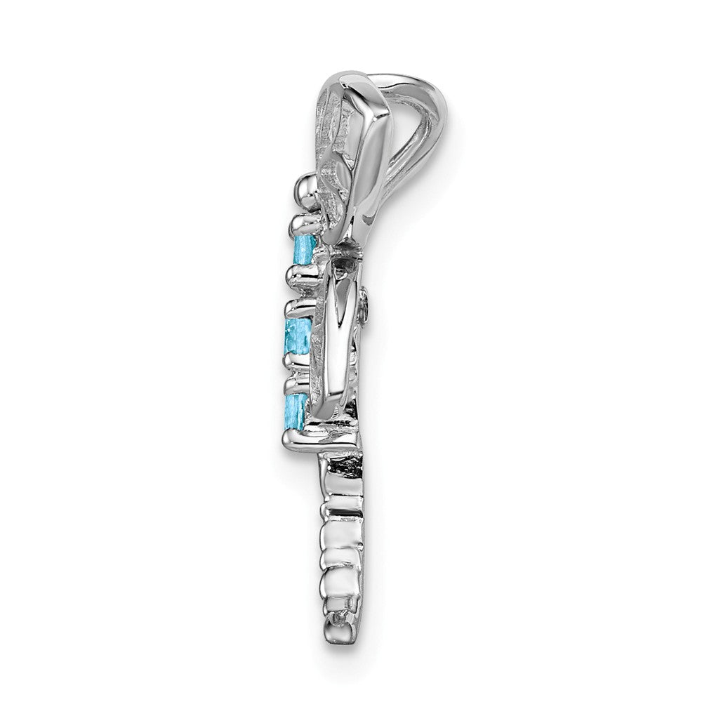 Million Charms 925 Sterling Silver Rhodium-plated Light Swiss Blue Topaz Dragonfly Pendant