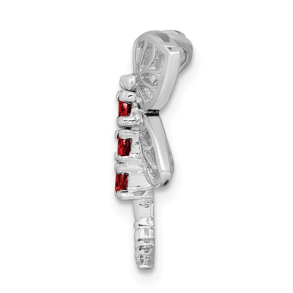 Million Charms 925 Sterling Silver Rhodium-plated Garnet Dragonfly Chain Slide