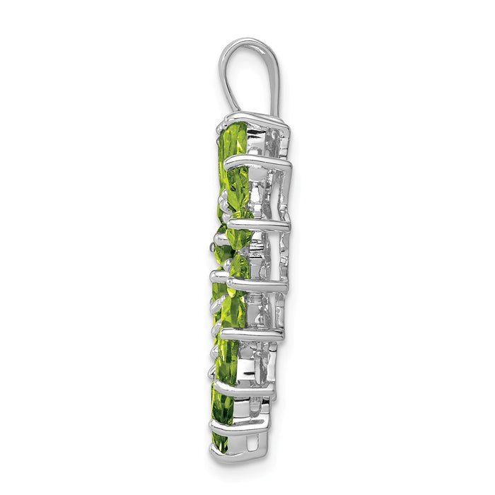 Million Charms 925 Sterling Silver Rhodium-plated Marquise Peridot Heart Pendant