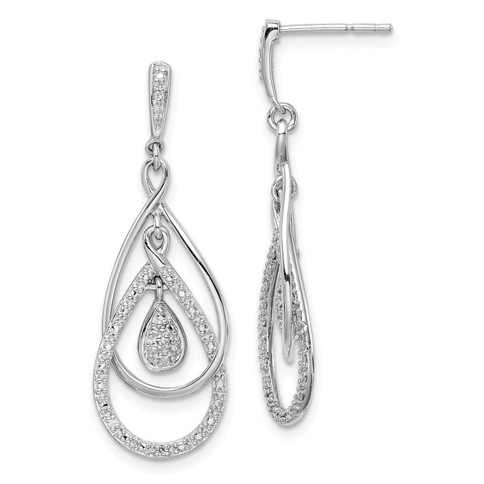 925 Sterling Silver Rhodium-Plated Diamond Post Dangle Earrings, 36mm x 13mm