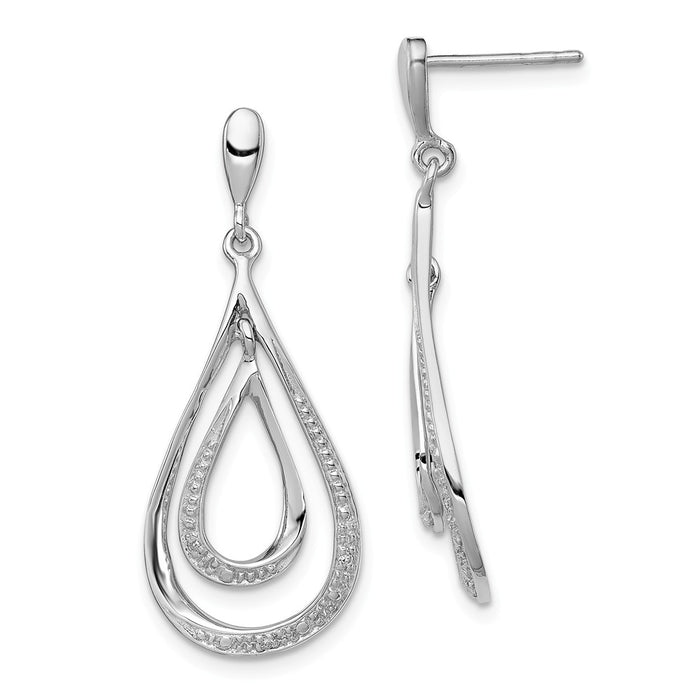 925 Sterling Silver Rhodium-Plated Diamond Post Dangle Earrings, 34mm x 13mm