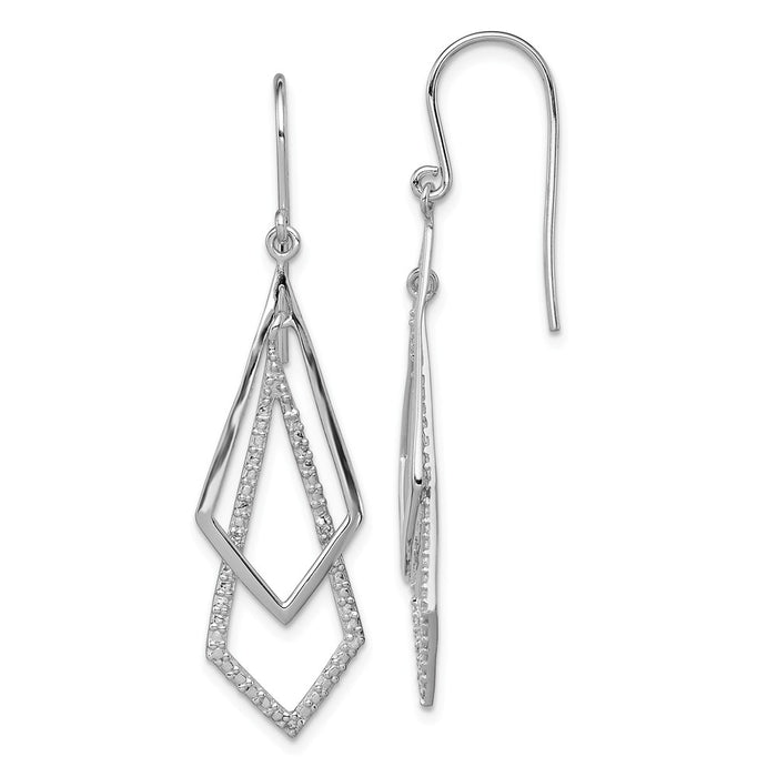 925 Sterling Silver Rhodium-Plated Diamond Dangle Earrings, 45mm x 13mm