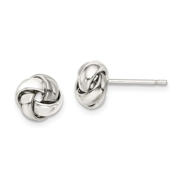 925 Sterling Silver Knot Post Earrings, 8mm x 8mm