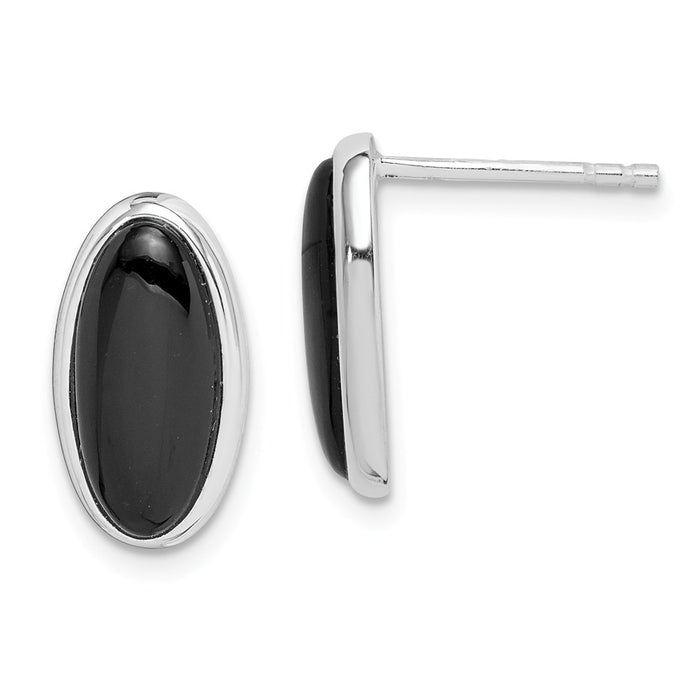 925 Sterling Silver ONYX INLAY Earrings, 15mm x 8mm