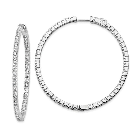 925 Sterling Silver Rhodium-Plated Cubic Zirconia ( CZ ) In and Out Hoop Earrings, 48mm x 50mm