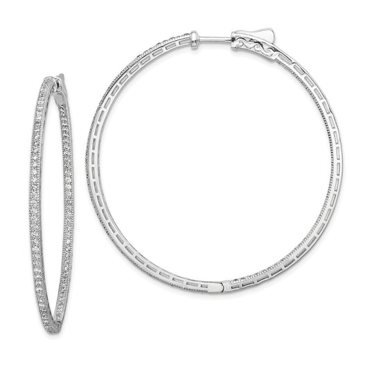 925 Sterling Silver Rhodium-plated Cubic Zirconia ( CZ ) In and Out Hoop Earrings, 54mm x 54mm