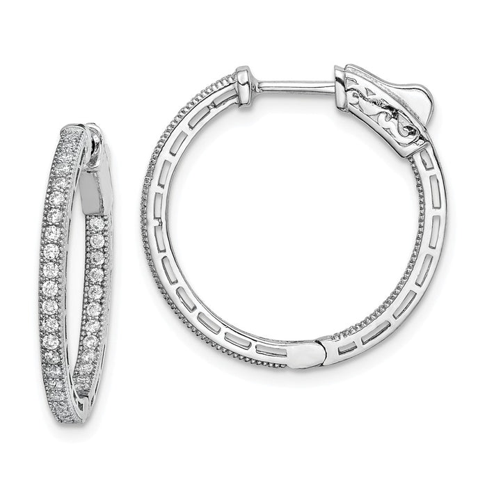 925 Sterling Silver Rhodium-plated Cubic Zirconia ( CZ ) In and Out Hoop Earrings, 26mm x 25mm