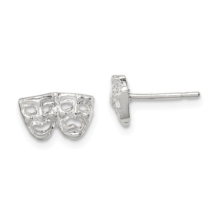 925 Sterling Silver Comedy/tragedy Mini Earrings, 7mm x 10mm