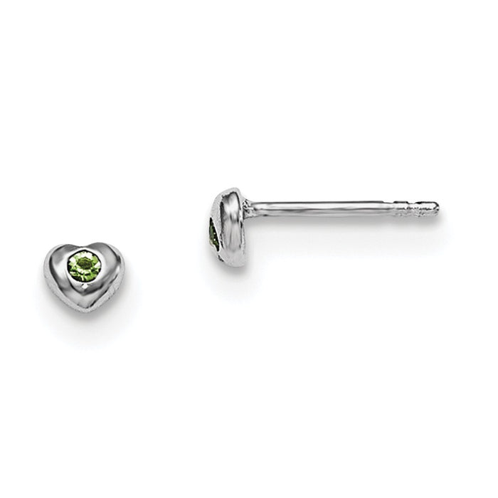 Stella Silver 925 Sterling Silver Madi K Rhodium-Plated Plated Preciosca Crystal Aug Heart Earrings, 4mm x 4mm