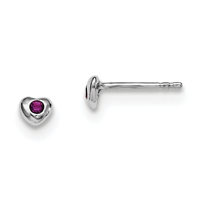 Stella Silver 925 Sterling Silver Madi K Rhodium-Plated Plated Preciosca Crystal Feb Heart Earrings, 4mm x 4mm