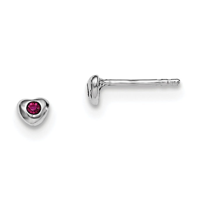 Stella Silver 925 Sterling Silver Madi K Rhodium-Plated Plated Preciosca Crystal July Heart Earrings, 4mm x 4mm