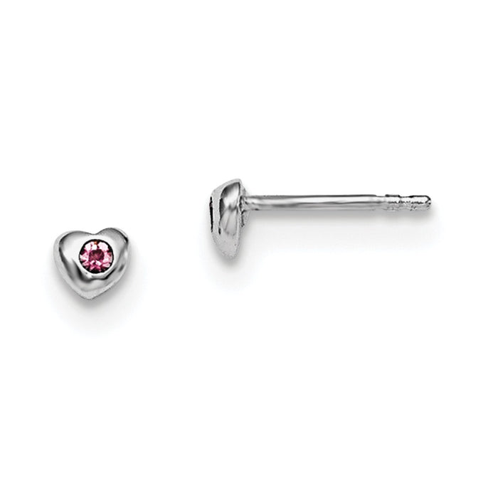 Stella Silver 925 Sterling Silver Madi K Rhodium-Plated Plated Preciosca Crystal June Heart Earrings, 4mm x 4mm