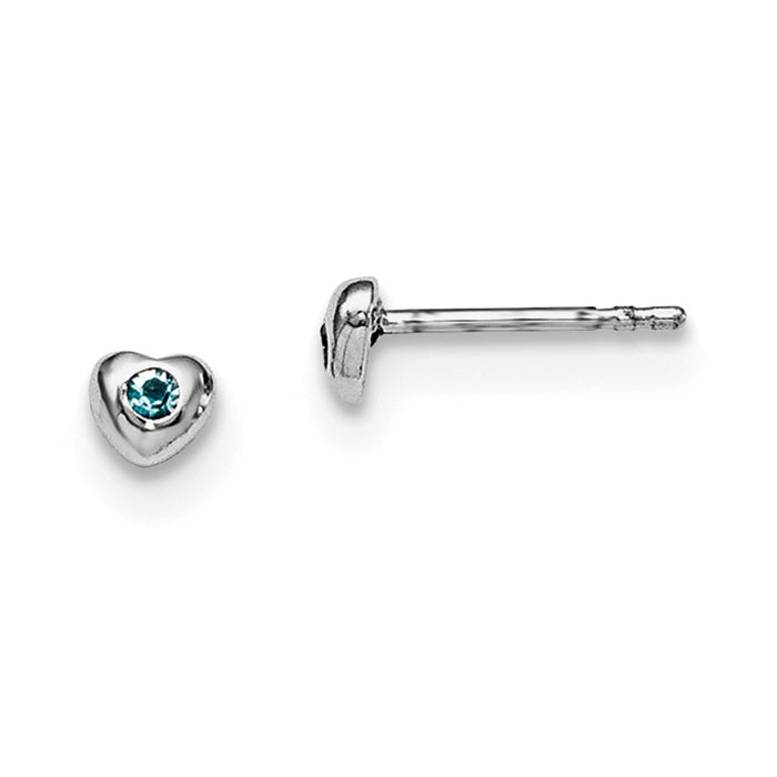 Stella Silver 925 Sterling Silver Madi K Rhodium-Plated Plated Preciosca Crystal Mar Heart Earrings, 4mm x 4mm