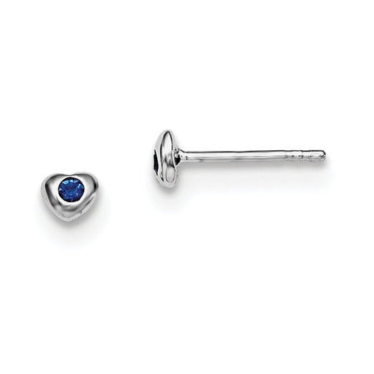 Stella Silver 925 Sterling Silver Madi K Rhodium-plated Preciosca Crystal Sept Heart Earrings, 4mm x 4mm