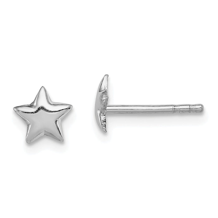 925 Sterling Silver Rhodium-Plated Plated Child's Polished Star Post Earrings, 6mm x 7mm