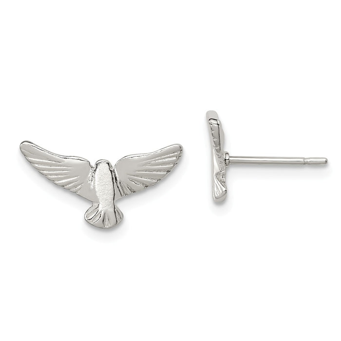 925 Sterling Silver Bird Mini Earrings, 8mm x 16mm