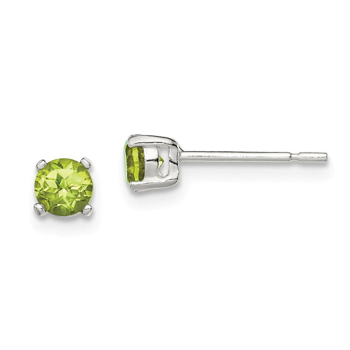 925 Sterling Silver Polished Green Cubic Zirconia ( CZ ) Post Earrings, 4mm x 4mm