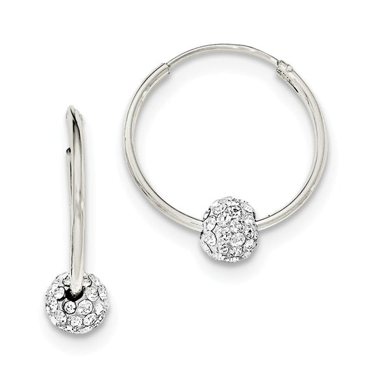 925 Sterling Silver Polished Cubic Zirconia ( CZ ) Hoop Earrings, 21mm x 21mm