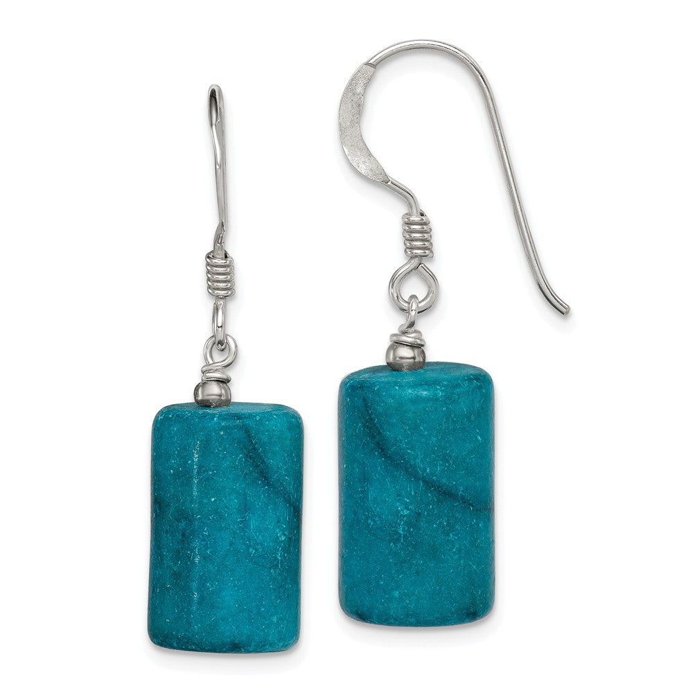 925 Sterling Silver Blue Jasper Earrings, 35mm x 10mm