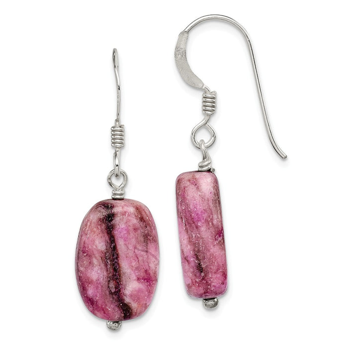 925 Sterling Silver Purple Jasper Earrings, 33mm x 11mm
