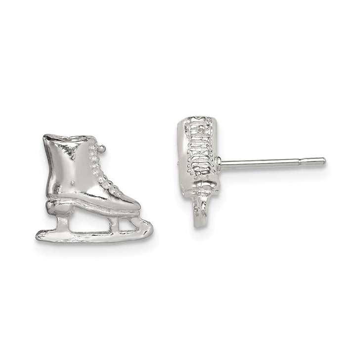 925 Sterling Silver Ice Skate Mini Earrings, 10mm x 10mm