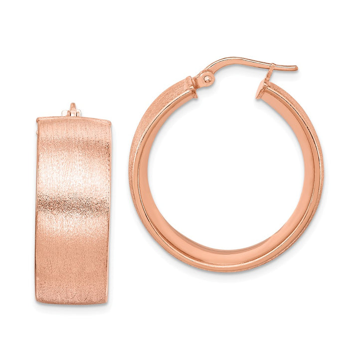 925 Sterling Silver Rose-plated Textured Hoop Earrings, 28mm x 28mm