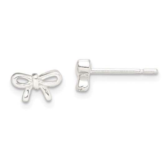 925 Sterling Silver Polished Bow Post Earrings, 6mm x 9mm