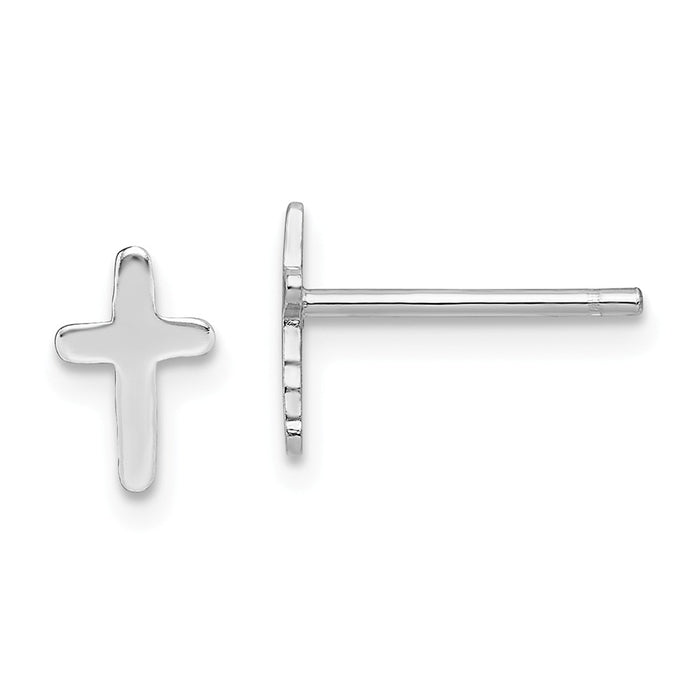 925 Sterling Silver Rhodium-plated Polished Cross Post Earrings, 8mm x 5mm