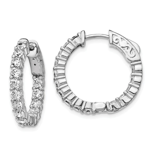 925 Sterling Silver Rhodium-plated Cubic Zirconia ( CZ ) In & Out Hoop Earrings, 21.12mm x 21.6mm