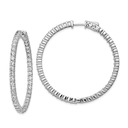 925 Sterling Silver Rhodium-plated Cubic Zirconia ( CZ ) In & Out Hoop Earrings, 45.68mm x 44.75mm