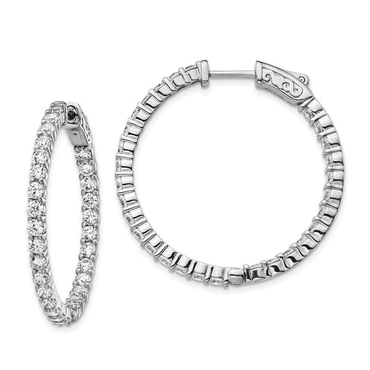 925 Sterling Silver Rhodium-plated Cubic Zirconia ( CZ ) In & Out Round Hoop Earrings, 32.85mm x 32.49mm