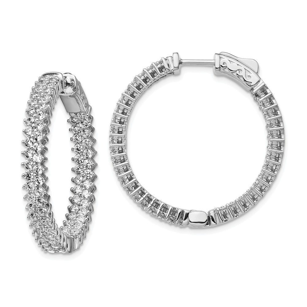 925 Sterling Silver Rhodium-plated Cubic Zirconia ( CZ ) In & Out Hoop Earrings, 31mm x 30.7mm