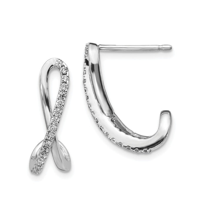 925 Sterling Silver Cubic Zirconia ( CZ ) Polished Post Dangle Earrings, 18.84mm x 6.56mm